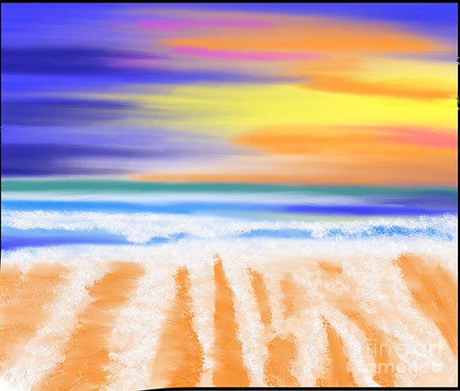 Sunset beach Digital Art by Elaine Hayward
