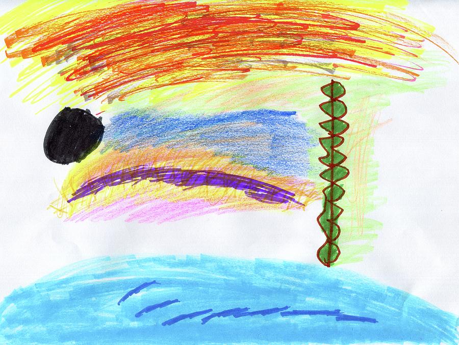 Sunset Beach Drawing By Megan Berg