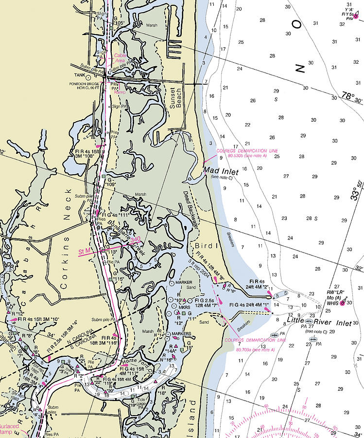 sunset-beach-north-carolina-nautical-chart-digital-art-by-sea-koast