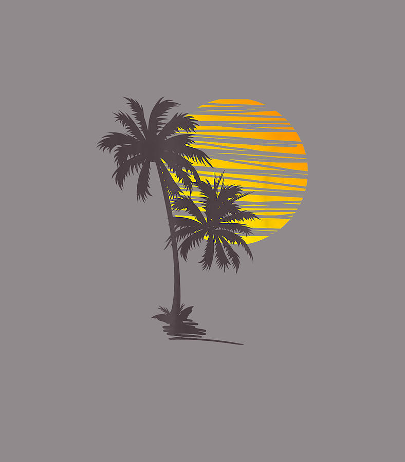 Sunset Beach Palm Tree Funnyummer Vacation Holiday Digital Art by Levi ...