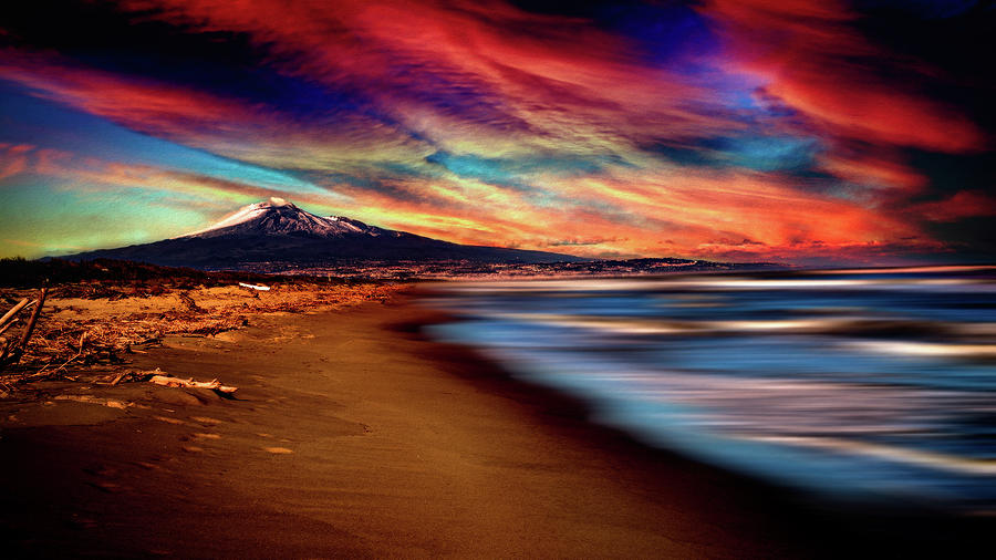 Sunset beach under the volcano Photograph by Al Fio Bonina