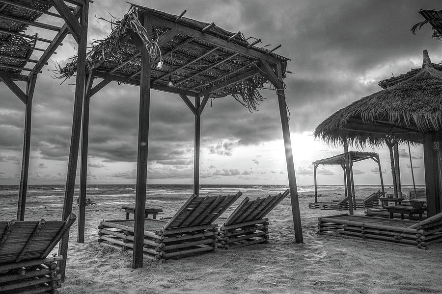 Sunset Beach Vibes Black and White  Photograph by Debra and Dave Vanderlaan