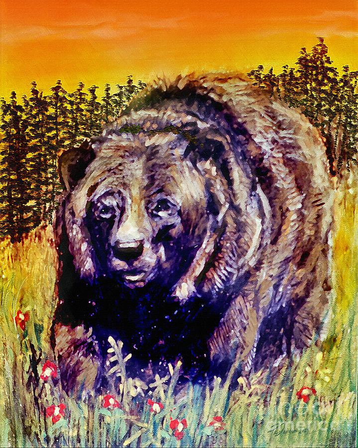 Sunset Bear Pastel by Pat Davidson