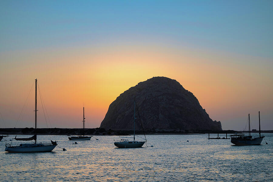 Sunset Behind Morro Rock Photograph