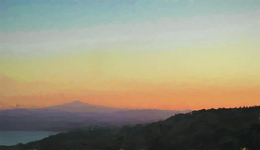 Sunset Behind Purple Mountains Mixed Media by Deborah League