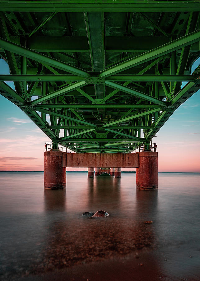 Sunset Beneath The Mackinac Bridge Digital Art by Kevin McClish