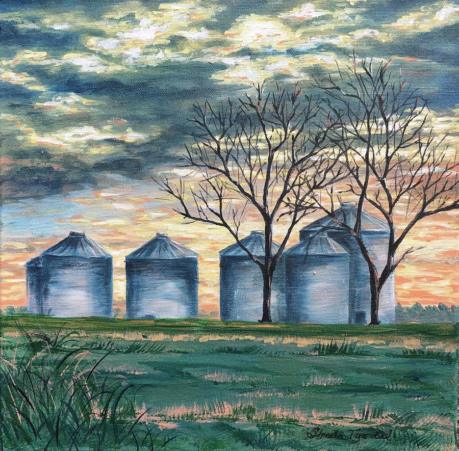 Sunset Bins Painting by Sheila Tysdal