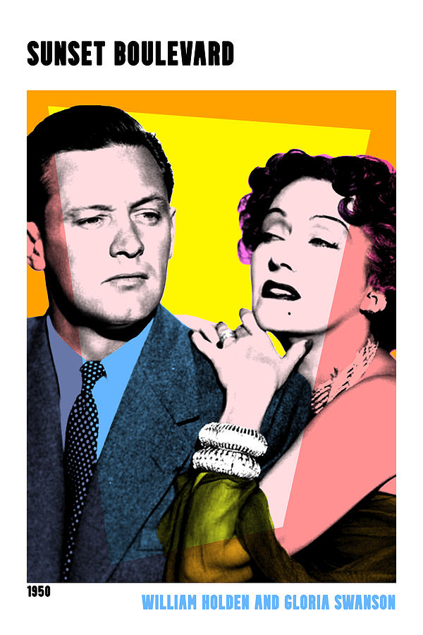 William Holden Mixed Media - Sunset Boulevard, 1950, movie poster, with synopsis by Movie World Posters