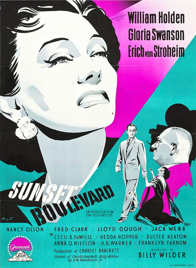William Holden Mixed Media - Sunset Boulevard, 1950 - art by Benny Stilling by Movie World Posters