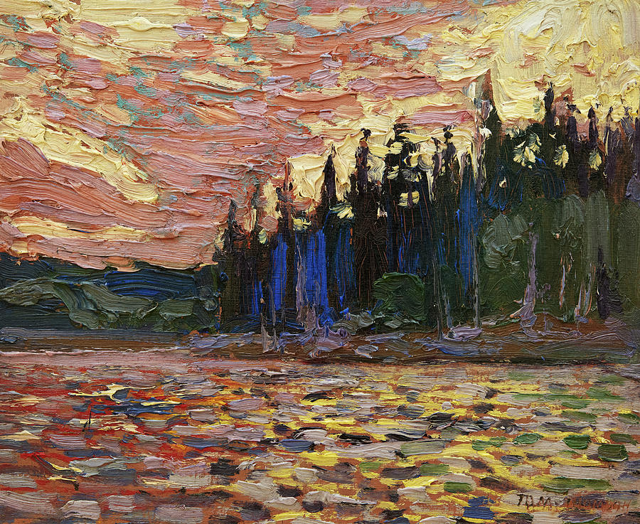 Sunset by Lake Painting by Tom Thomson - Fine Art America