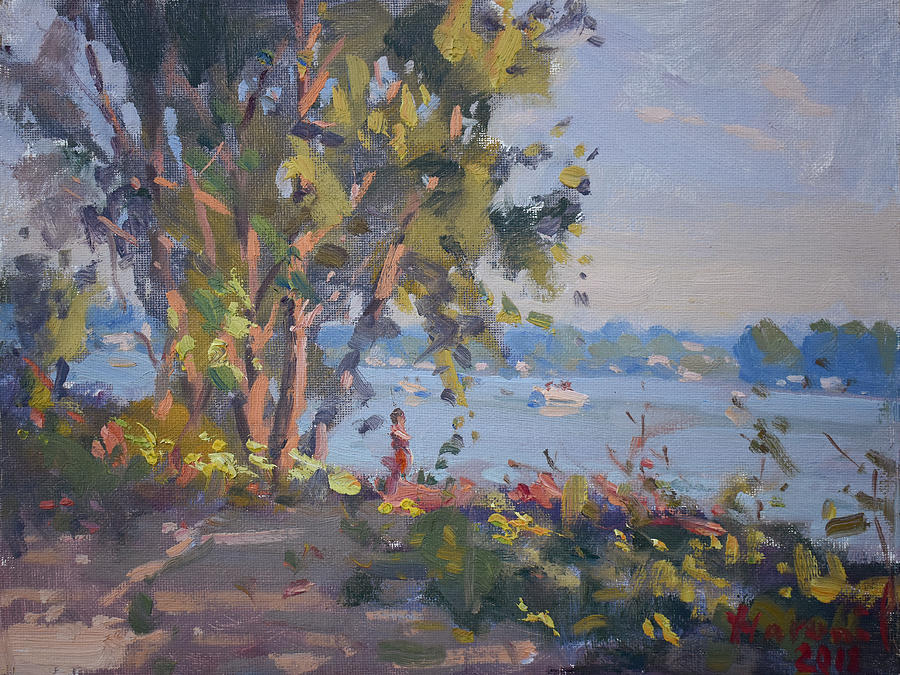 Sunset by the Lake Painting by Ylli Haruni