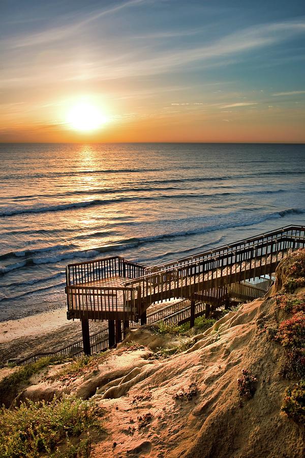 Sunset By The Stairs Photograph
