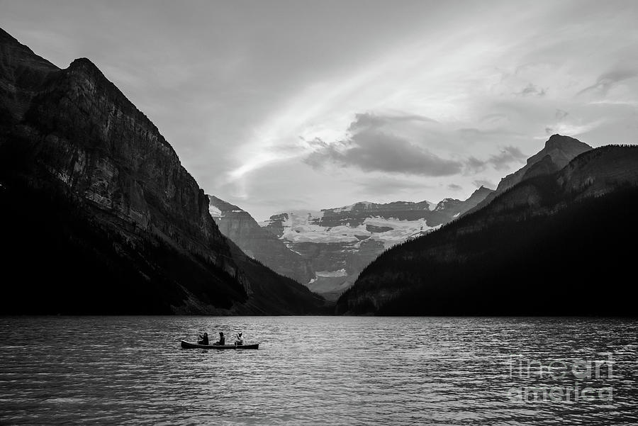 Banff National Park Photograph - Sunset Canoeing by Paul Quinn