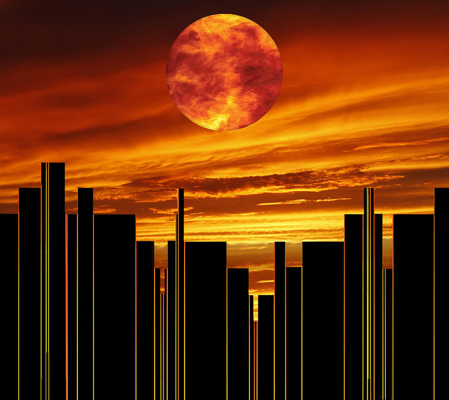 Sunset City Digital Art by Ronald Mills