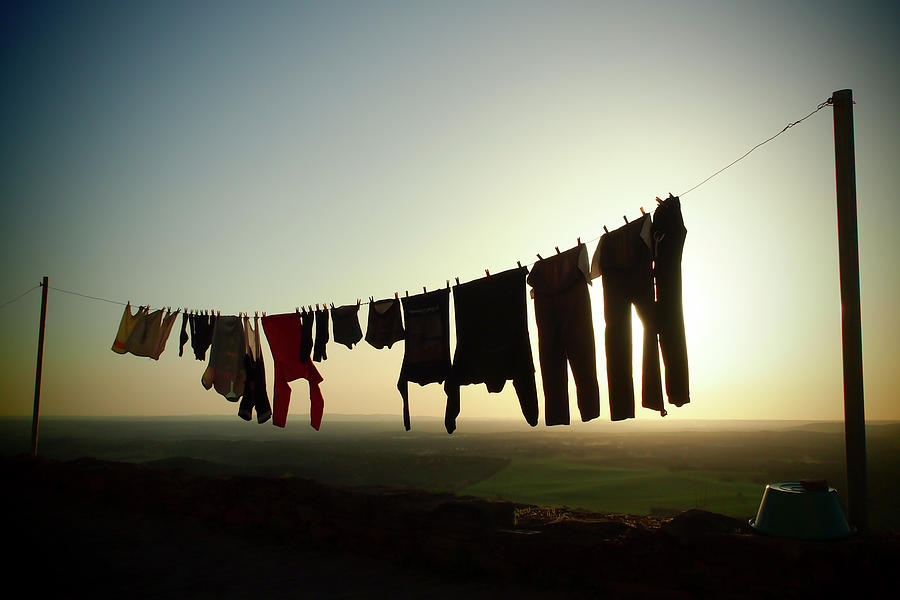 Sunset Photograph - Sunset Clothesline by Louise Tanguay