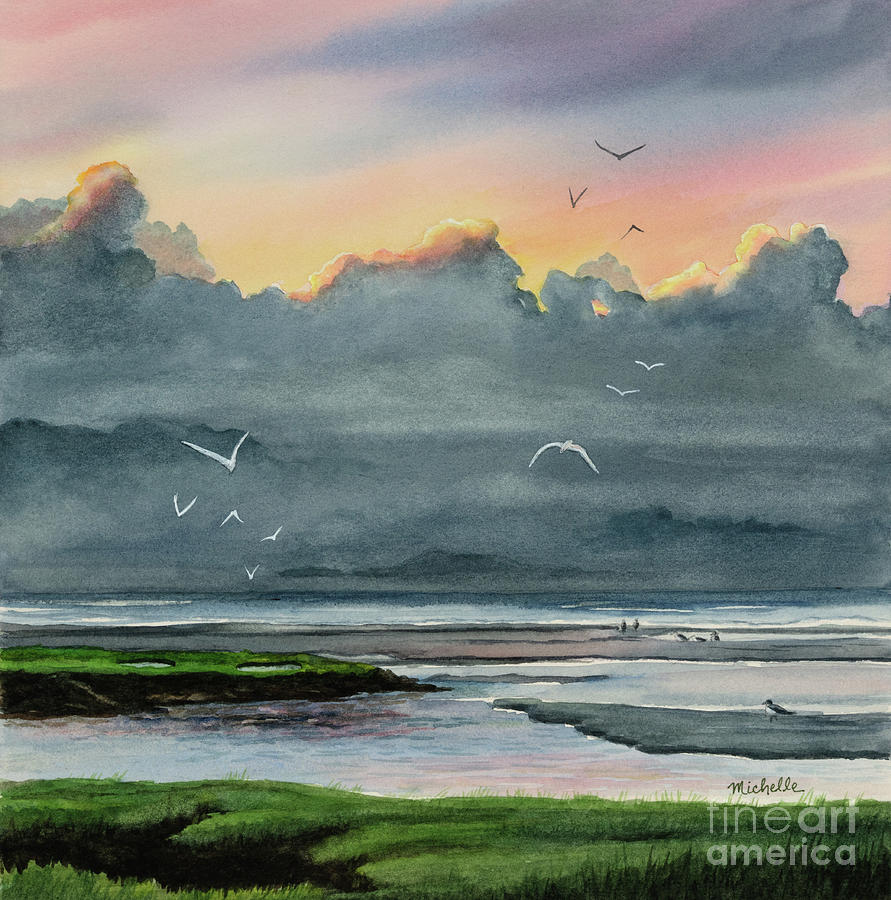 Sunset Clouds at Grays Beach Painting by Michelle Constantine