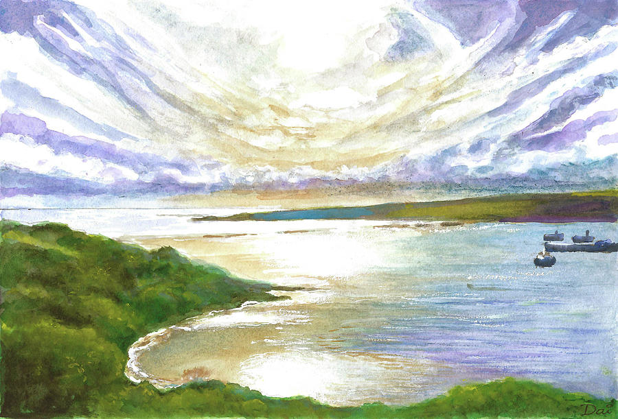 Sunset Clouds Currie Harbour King Island Painting by Dai Wynn