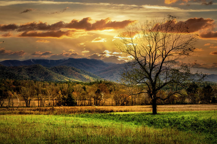 Sunset Clouds in Cades Cove Photograph by Debra and Dave Vanderlaan