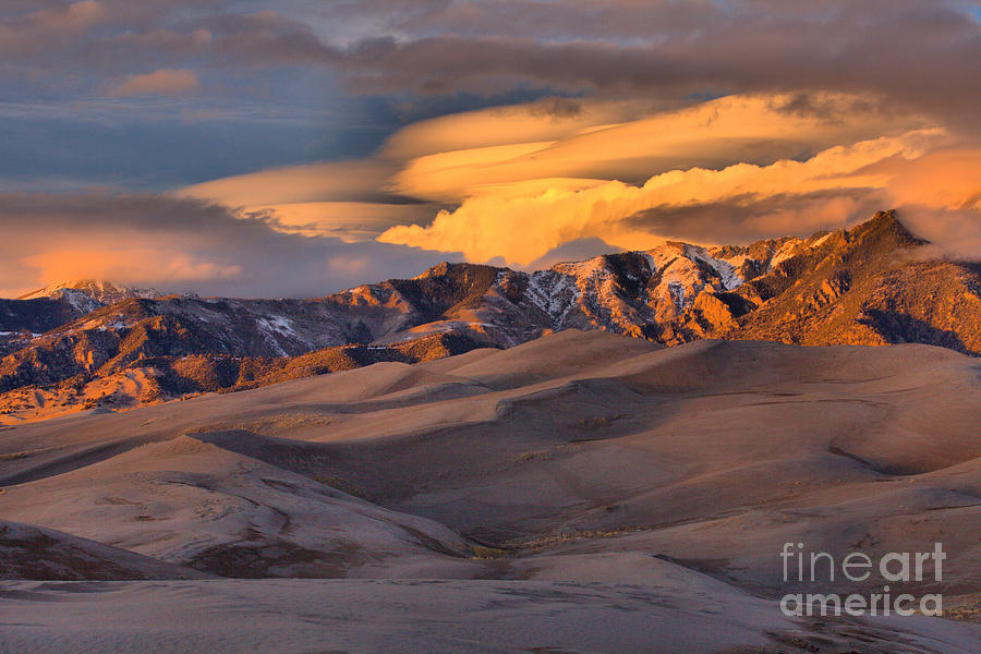 Sunset Clouds Over The Great Dunes Landscape Photograph by Adam Jewell