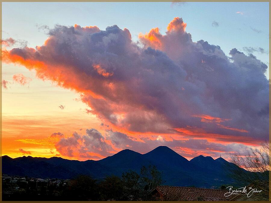 Sunset Clouds over the McDowell Mountains Photograph by Barbara Zahno