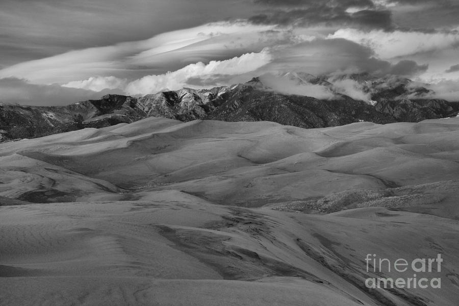 Sunset Clouds Over The Sangre De Cristo Mountain Range Black And White Photograph by Adam Jewell