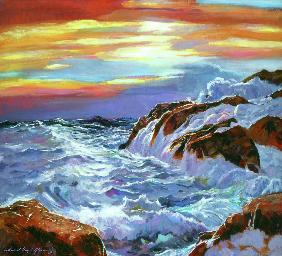 Sunset Coastline Painting by David Lloyd Glover