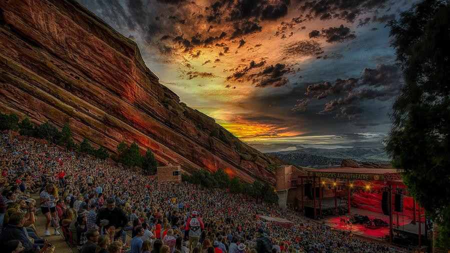 Mountain Photograph - Sunset Concert At Red Rocks Amphitheater by Mountain Dreams