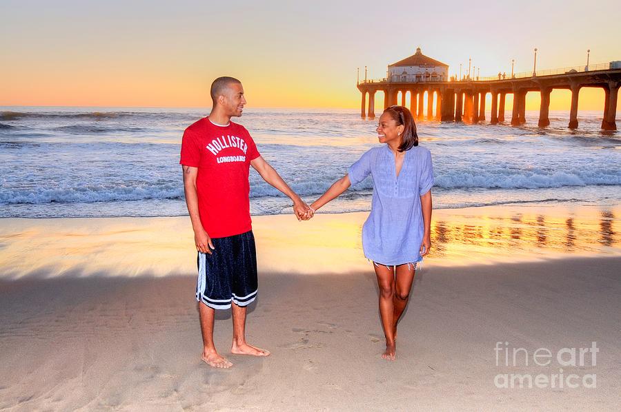 Sunset Couple At The Beach Photograph by Richard Omura