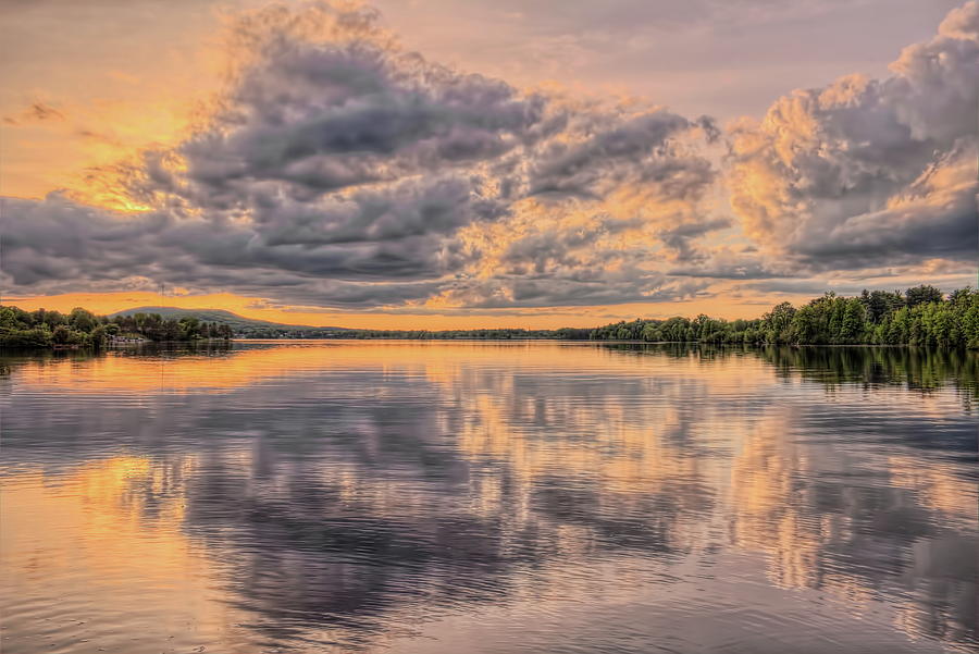 Sunset Cumulus Clouds Over Lake Wausau Photograph by Dale Kauzlaric