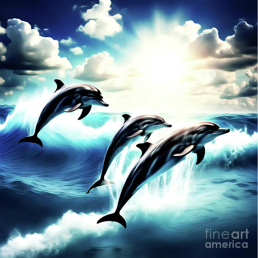 Sunset Dolphins Digital Art by Eddie Eastwood