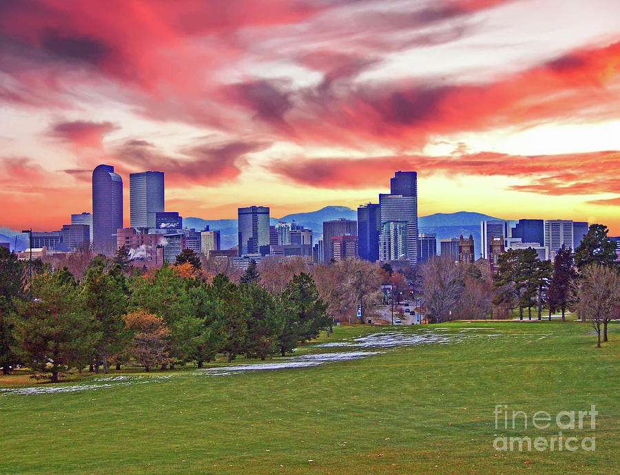 Sunset Skyline In The City Denver Colorado Photograph By Sherry Little ...