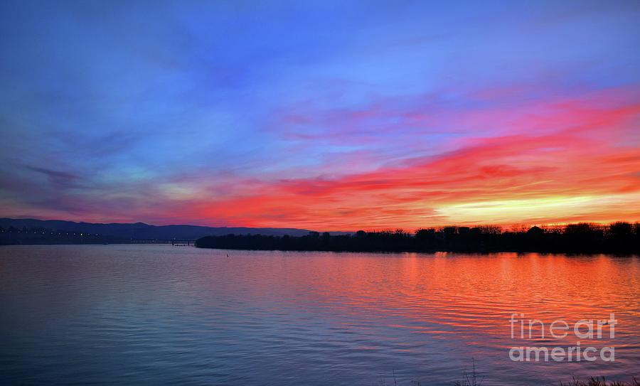 Sunset Draped In Blue and Vermilion  Photograph by Leonida Arte