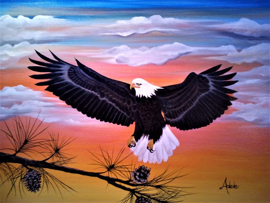Sunset Eagle Painting by Adele Moscaritolo