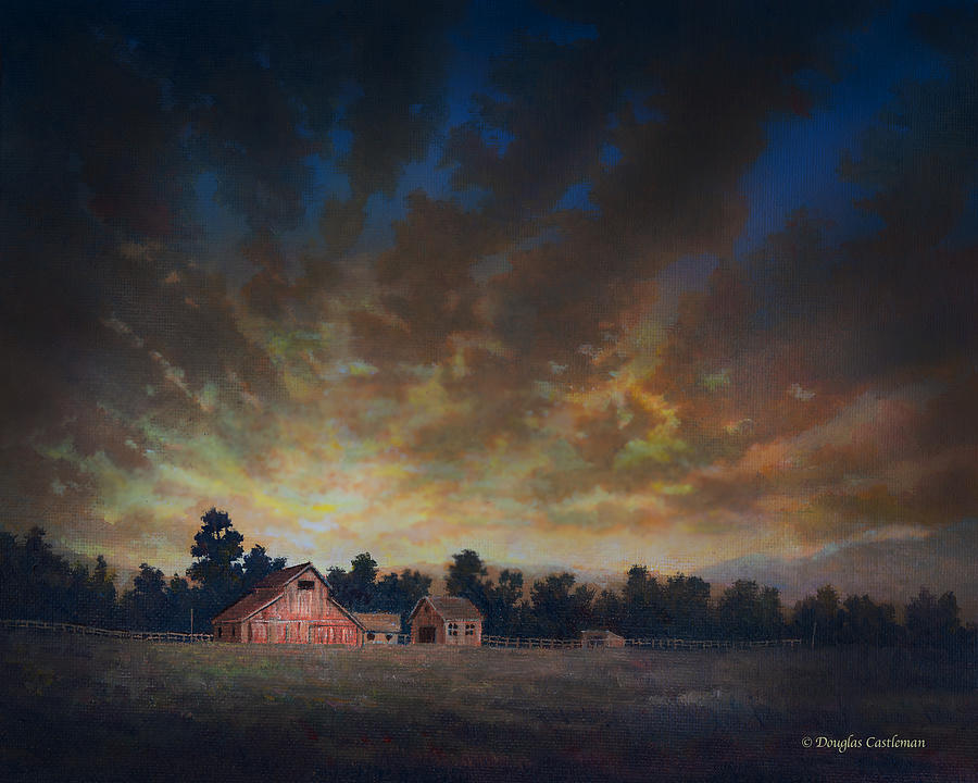 Sunset Farm Painting by Douglas Castleman