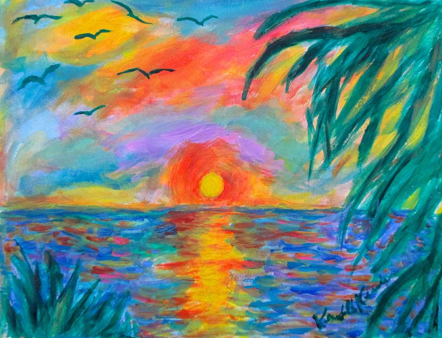 Sunset Painting - Sunset Flight by Kendall Kessler