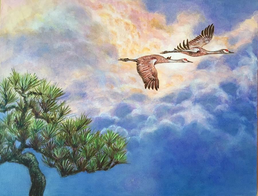 Sunset Flight Painting by Vina Yang