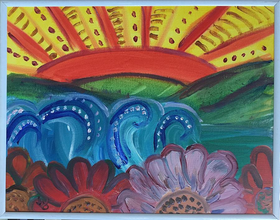 Sunset Flowers Painting by Karen Buford