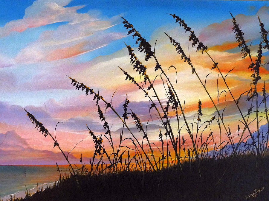 Sunset Painting - Sunset Fort Desoto Beach by Karin  Dawn Kelshall- Best