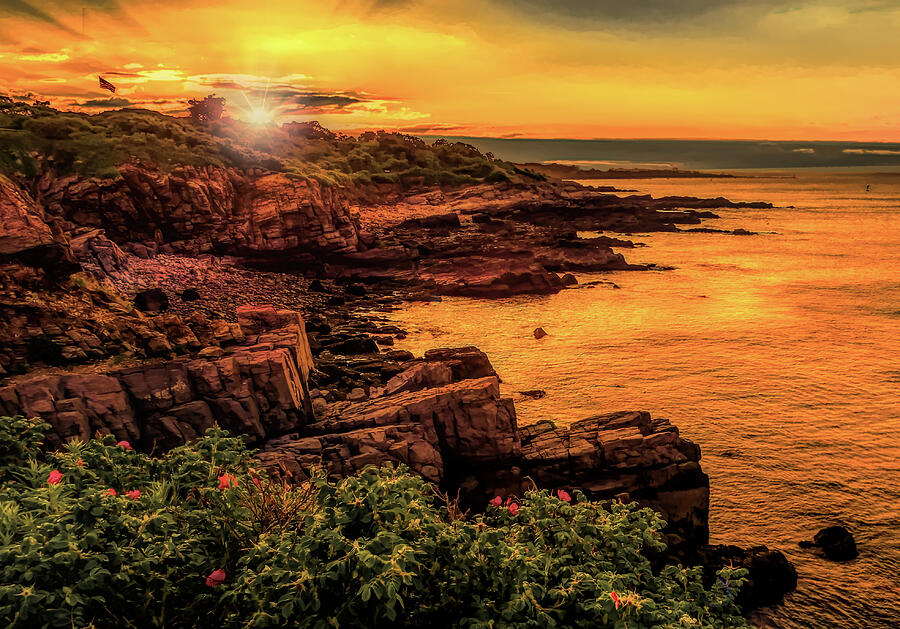 Sunset Fort Williams Park Cliffs Photograph by Norma Brandsberg