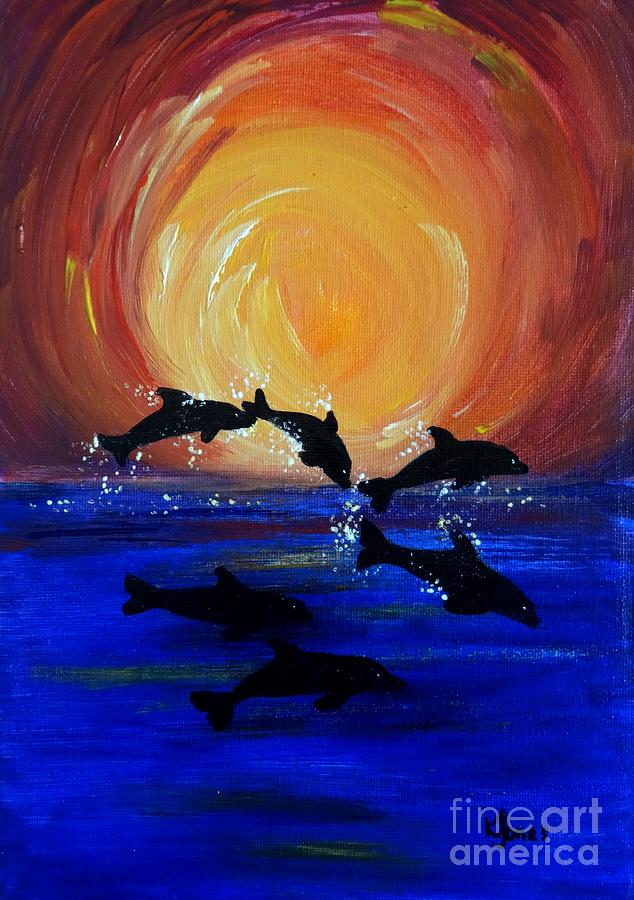 Sunset Frolics Painting by Karen Jane Jones