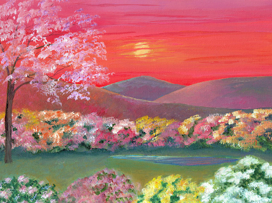 Sunset Garden Painting by Elizabeth Lock