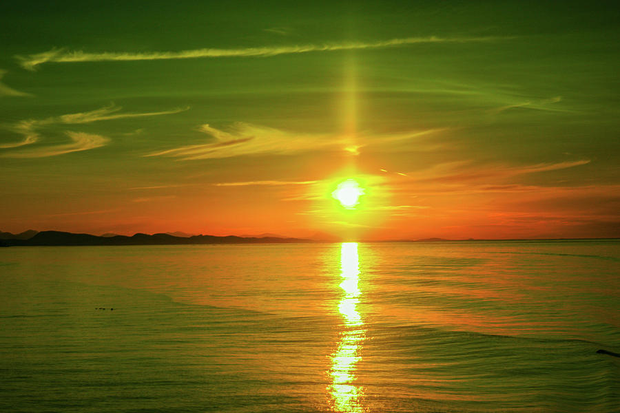 Sunset Gilding Waters Of The Salish Sea Gold Photograph