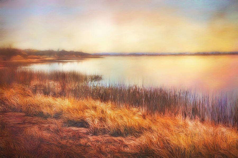 Fall Mixed Media - Sunset Great Salt Plains Lake In Oklahoma by Ann Powell
