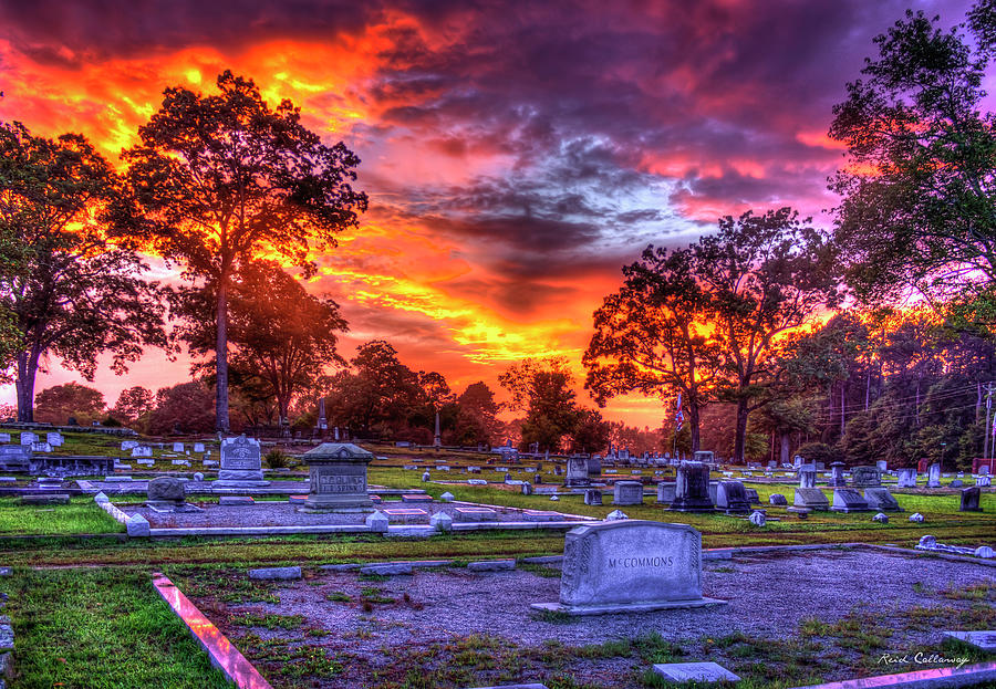 Sunset Greensboro Cemetery McCommons Lot  Lanndscape Art Photograph by Reid Callaway