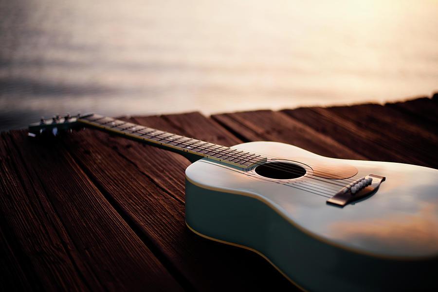 Sunset Guitar Photograph by Laura Fasulo