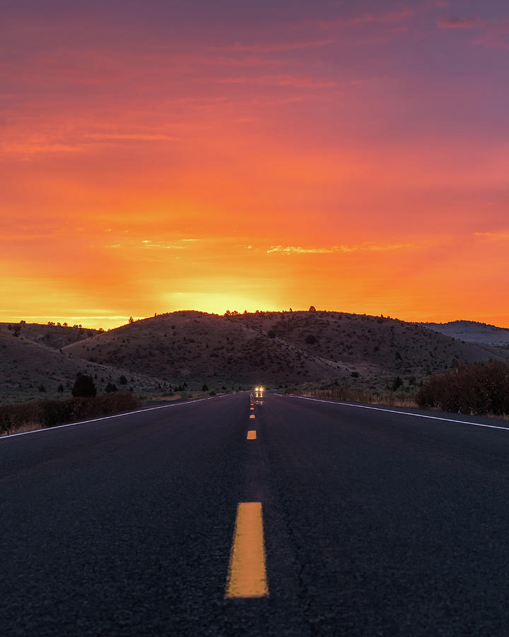 Sunset Headlights Photograph by Bella B Photography - Fine Art America