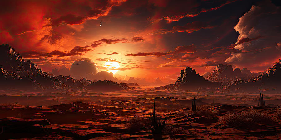 Sunset Heat in Desert Valley from Underworld Collection Digital Art by Lily Malor