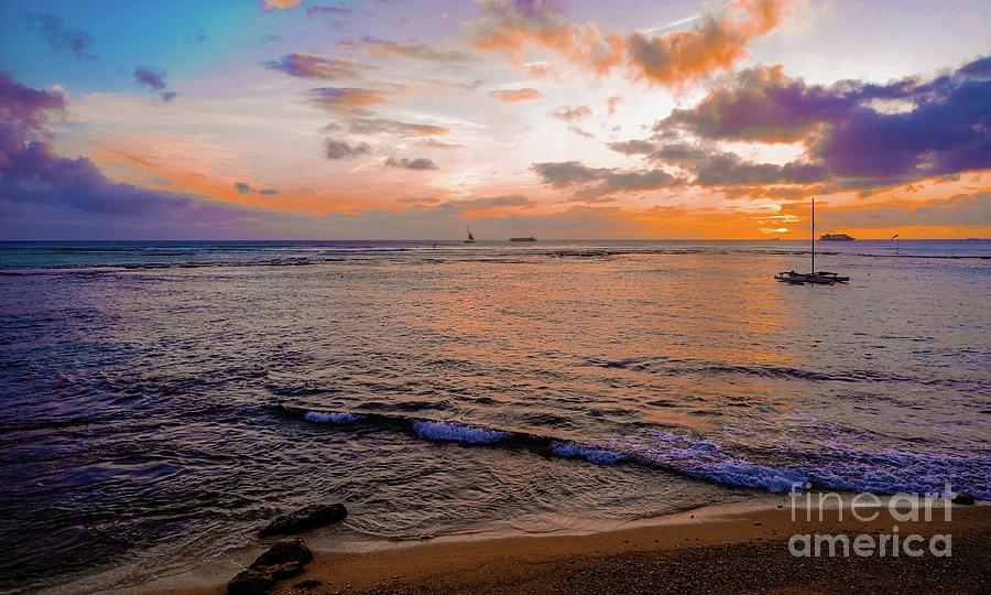 Sunset Photograph - Sunset Honolulu by D Davila