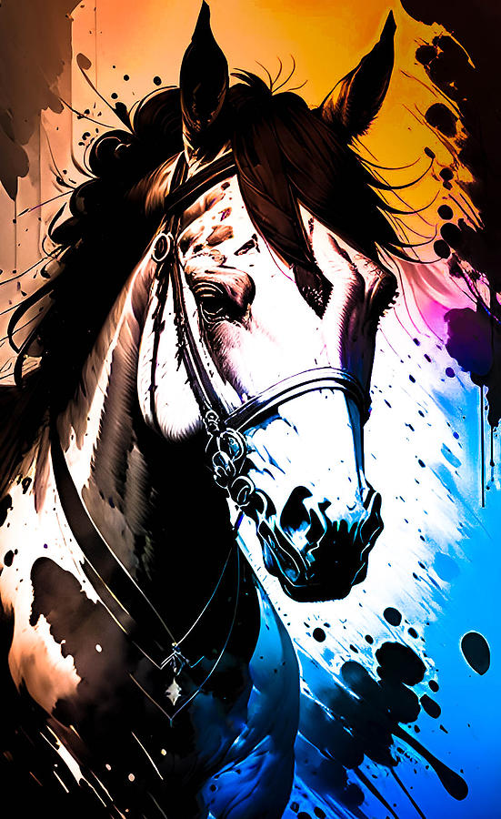 Sunset Horse Digital Art by La Moon Art
