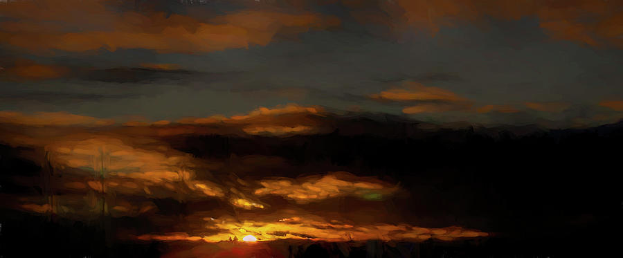 Sunset impressionist painting Digital Art by Cathy Anderson